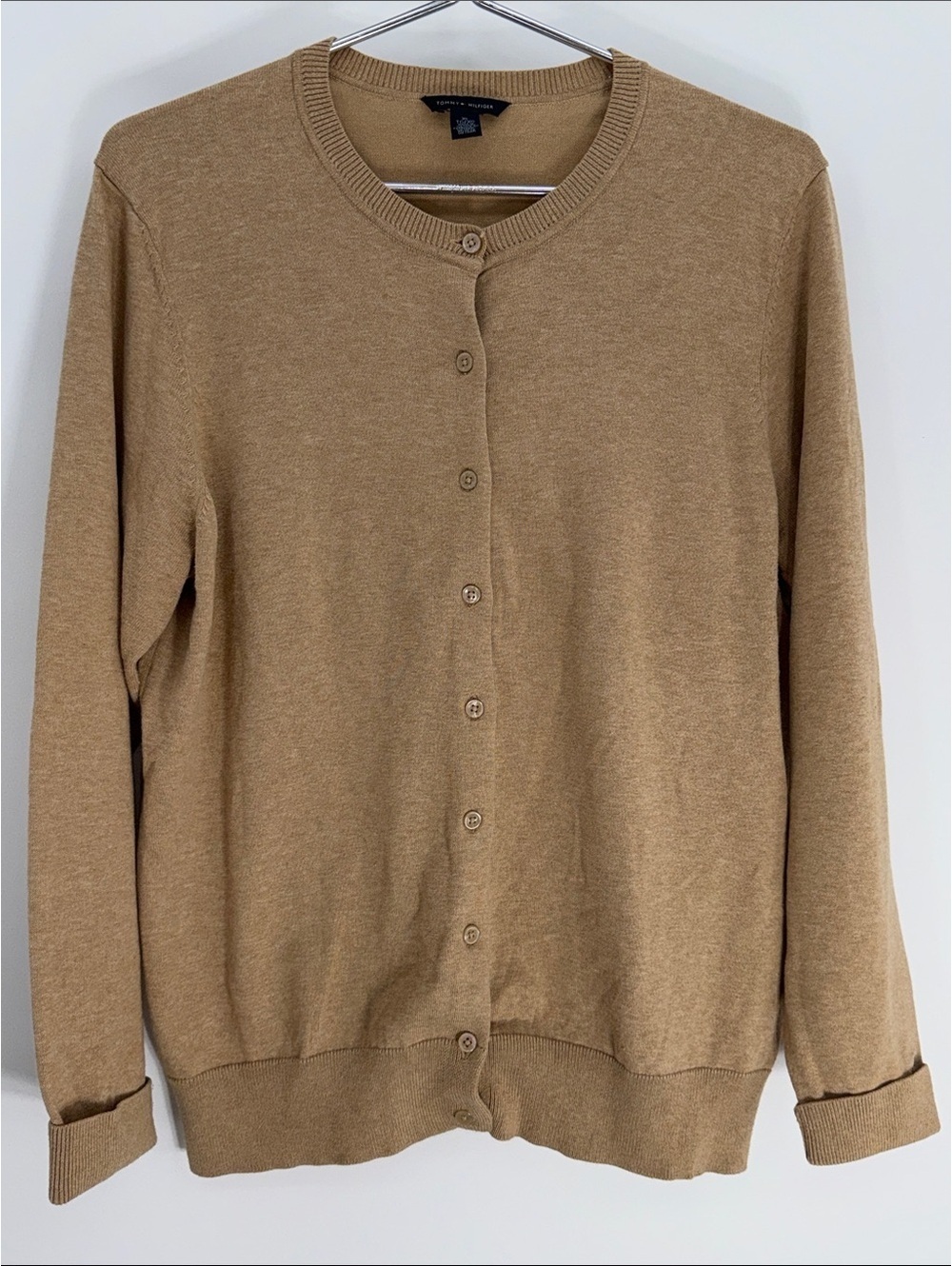 Tommy Hilfiger XL Tan Button-Up Cardigan Sweater